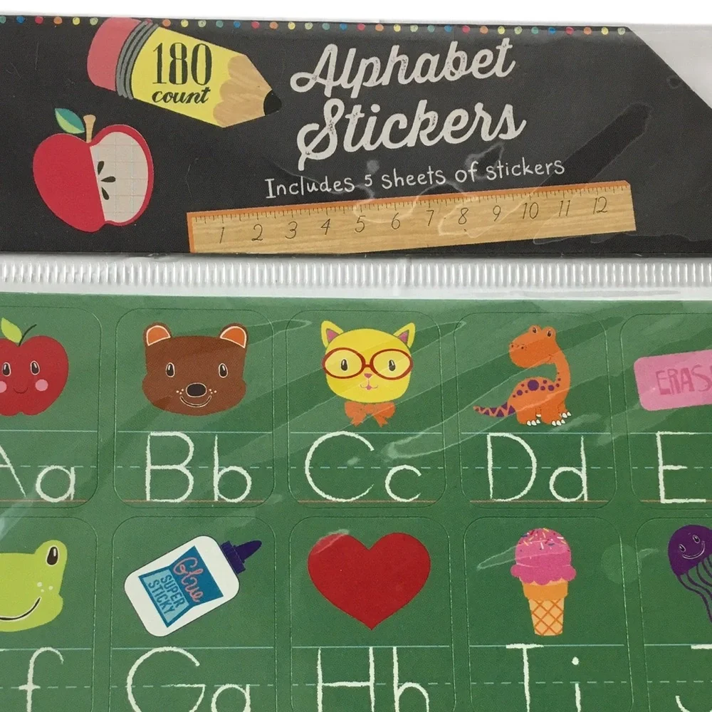 Alphabet Number Stickers 10 Sheets 360 Total Chalkboard Classroom Homeschool NEW